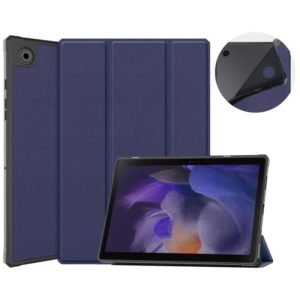 For Samsung Galaxy Tab A8 2021 SM-X205 3-Fold Holder Leather Tablet Case(Dark Blue) (OEM)