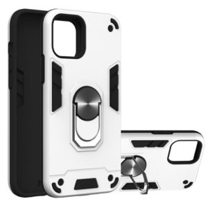 For iPhone 12 / 12 Pro 2 in 1 Armour Series PC + TPU Protective Case with Ring Holder(Silver) (OEM)