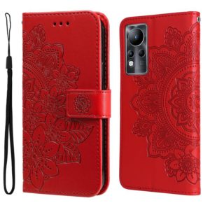 For Infinix Note 11 7-petal Flowers Embossing Pattern Horizontal Flip Leather Case(Red) (OEM)