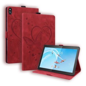For Lenovo Tab M10 10.1 inch Love Butterfly Pattern Horizontal Flip Leather Case with Holder(Red) (OEM)