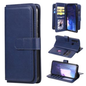 For Xiaomi Redmi Note 8 Multifunctional Magnetic Copper Buckle Horizontal Flip Solid Color Leather Case with 10 Card Slots & Wallet & Holder & Photo Frame(Dark Blue) (OEM)