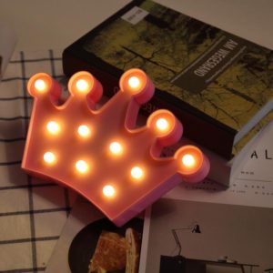 Creative Crown Shape Warm White LED Decoration Light, 2 x AA Batteries Powered Party Festival Table Wedding Lamp Night Light(Pink) (OEM)
