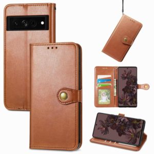 For Google Pixel 7 Pro 5G Retro Solid Color Buckle Leather Phone Case(Brown) (OEM)