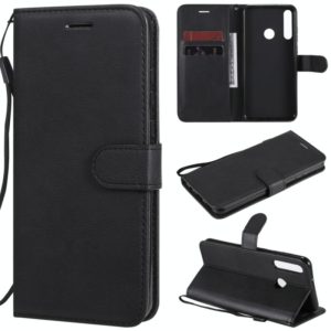 For Huawei Y6p Solid Color Horizontal Flip Protective Leather Case with Holder & Card Slots & Wallet & Lanyard(Black) (OEM)