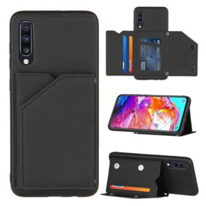 For Samsung Galaxy A70 & A70s Skin Feel PU + TPU + PC Back Cover Shockproof Case with Card Slots & Holder & Photo Frame(Black) (OEM)