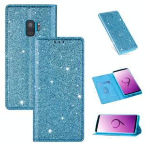 For Samsung Galaxy S9 Ultrathin Glitter Magnetic Horizontal Flip Leather Case with Holder & Card Slots(Sky Blue) (OEM)