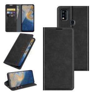 For ZTE Blade A51 Retro-skin Business Magnetic Suction Leather Case with Holder & Card Slots & Wallet(Black) (OEM)