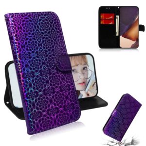 For Samsung Galaxy Note20 Ultra Solid Color Colorful Magnetic Buckle Horizontal Flip PU Leather Case with Holder & Card Slots & Wallet & Lanyard(Purple) (OEM)