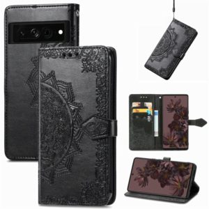 For Google Pixel 7 5G Mandala Flower Embossed Leather Phone Case(Black) (OEM)