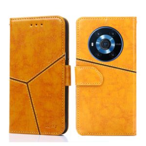 For Honor Magic3 Geometric Stitching Horizontal Flip Leather Phone Case(Yellow) (OEM)