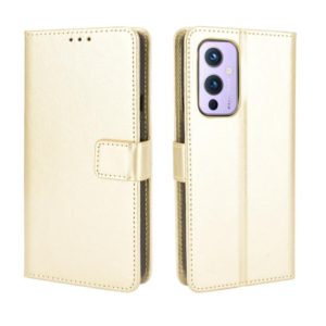 For OnePlus 9 (EU/US Version) Retro Crazy Horse Texture Horizontal Flip Leather Case with Holder & Card Slots & Lanyard(Gold) (OEM)