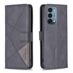 For OnePlus Nord N200 5G BF05 Magnetic Buckle Rhombus Texture Leather Phone Case(Black) (OEM)