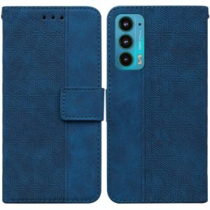 For Motorola Moto Edge 20 Geometric Embossed Leather Phone Case(Blue) (OEM)