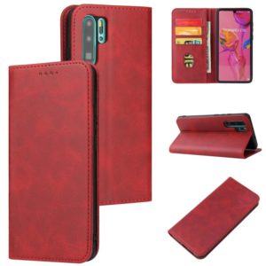 For Huawei P30 Pro Calf Texture Magnetic Horizontal Flip Leather Case with Holder & Card Slots & Wallet(Red) (OEM)