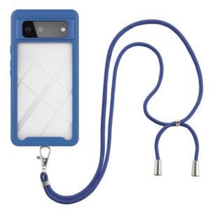 For Google Pixel 6 Starry Sky Solid Color Series Shockproof PC + TPU Protective Case with Neck Strap(Blue) (OEM)