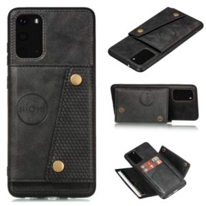 For Samsung Galaxy Note 20 Double Buckle PU + TPU Shockproof Magnetic Protective Case with Card Slot & Holder(Black) (OEM)