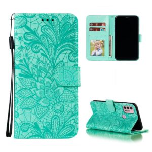 For Motorola Moto G30 Lace Flower Embossing Pattern Horizontal Flip Leather Case with Holder & Card Slots & Wallet & Photo Frame(Green) (OEM)