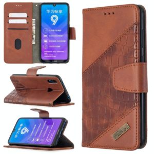 For Huawei Y7 (2019) Matching Color Crocodile Texture Horizontal Flip PU Leather Case with Holder & Card Slots & Wallet(Brown) (OEM)