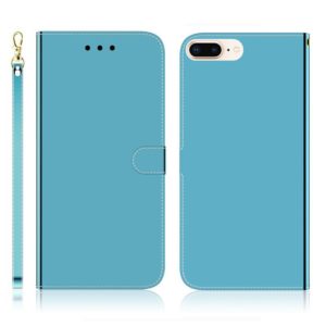 For iPhone 7 Plus / 8 Plus Imitated Mirror Surface Horizontal Flip Leather Case with Holder & Card Slots & Wallet & Lanyard(Blue) (OEM)