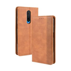 For Xiaomi Redmi K30/Poco X2 Magnetic Buckle Retro Crazy Horse Texture Horizontal Flip Leather Case , with Holder & Card Slots & Photo Frame(Brown) (OEM)