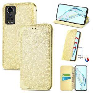 For ZTE Axon 30 5G Blooming Mandala Embossed Pattern Magnetic Horizontal Flip Leather Case with Holder & Card Slots & Wallet(Yellow) (OEM)