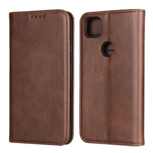 For Google Pixel 4a 4G Calf Texture Magnetic Horizontal Flip Leather Case with Holder & Card Slots & Wallet(Brown) (OEM)