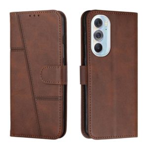 For Motorola Edge X30 Stitching Calf Texture Buckle Leather Phone Case(Brown) (OEM)