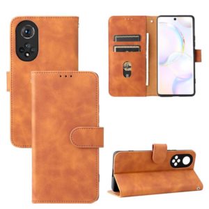 For Honor 50 Solid Color Skin Feel Magnetic Buckle Horizontal Flip PU Phone Case(Brown) (OEM)