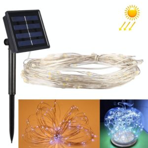20m 200 LEDs SMD 0603 Solar Panel Silver Wire String Light Fairy Lamp Decorative Light, DC 5V (White Light) (OEM)