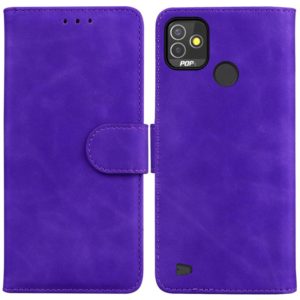 For Tecno Pop 5P Skin Feel Pure Color Flip Leather Phone Case(Purple) (OEM)