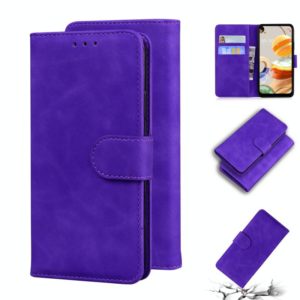 For LG K61 Skin Feel Pure Color Flip Leather Phone Case(Purple) (OEM)
