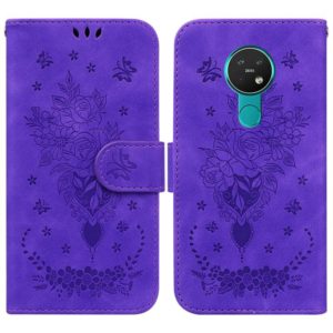 For Nokia 6.2 / 7.2 Butterfly Rose Embossed Leather Phone Case(Purple) (OEM)