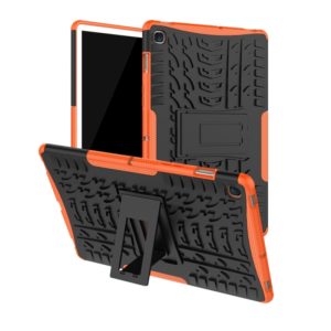 Tire Texture TPU+PC Shockproof Case for Galaxy Tab S5e , with Holder (Orange) (OEM)