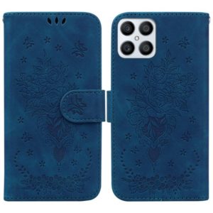 For Honor X8 Butterfly Rose Embossed Leather Phone Case(Blue) (OEM)