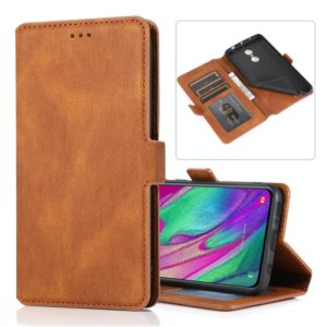 For Samsung Galaxy A40 Retro Magnetic Closing Clasp Horizontal Flip Leather Case with Holder & Card Slots & Photo Frame & Wallet(Brown) (OEM)