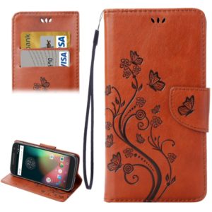 For Motorola Moto G (4rd gen) Plus Pressed Flowers Leather Case with Holder & Card Slots & Wallet(Brown) (OEM)