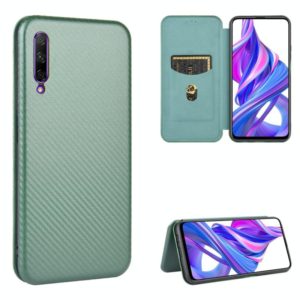 For Huawei Honor 9X Pro Carbon Fiber Texture Horizontal Flip TPU + PC + PU Leather Case with Card Slot(Green) (OEM)