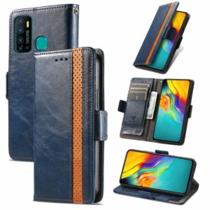For Infinix Hot 9 CaseNeo Business Splicing Dual Magnetic Buckle Horizontal Flip PU Leather Case with Holder & Card Slots & Wallet(Blue) (OEM)