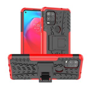 For Motorola Moto G Stylus 5G Tire Texture Shockproof TPU+PC Protective Case with Holder(Red) (OEM)
