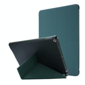 For iPad 10.2 2021 / 2020 / 2019 Airbag Deformation Horizontal Flip Leather Case with Holder & Pen Holder(Dark Green) (OEM)