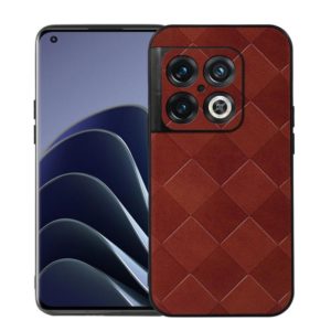 For OnePlus 10 Pro 5G Weave Plaid PU Phone Case(Brown) (OEM)