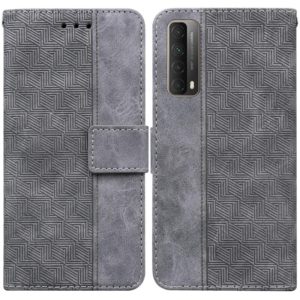 For Huawei P smart 2021 / Y7a Geometric Embossed Leather Phone Case(Grey) (OEM)
