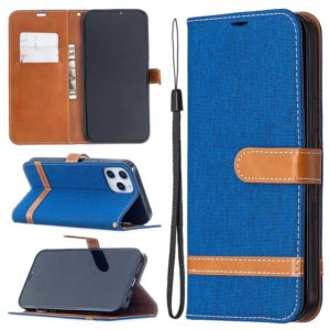 For iPhone 12 Pro Max Color Matching Denim Texture Horizontal Flip Leather Case with Holder & Card Slots & Wallet & Lanyard(Royal Blue) (OEM)