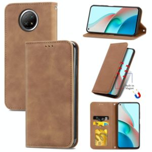 For Xiaomi Redmi Note 9 5G Retro Skin Feel Business Magnetic Horizontal Flip Leather Case With Holder & Card Slots & Wallet & Photo Frame(Brown) (OEM)