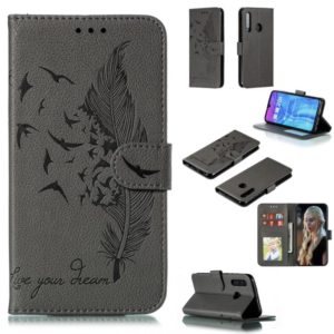 Feather Pattern Litchi Texture Horizontal Flip Leather Case with Wallet & Holder & Card Slots For Huawei Honor 10i / P Smart+ 2019 / Honor 20i / Honor 10 Lite(Gray) (OEM)