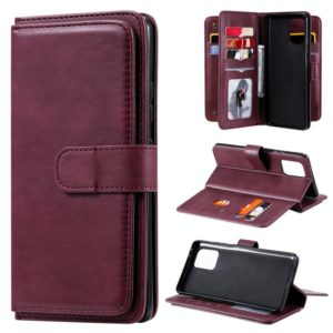 For Samsung Galaxy A91 / S10 Lite Multifunctional Magnetic Copper Buckle Horizontal Flip Solid Color Leather Case with 10 Card Slots & Wallet & Holder & Photo Frame(Wine Red) (OEM)