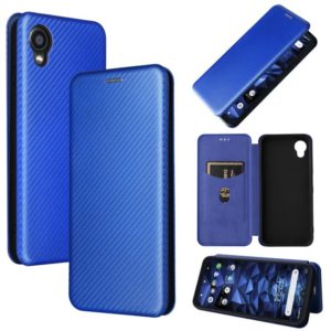 For Kyocera DIGNO BX2 Carbon Fiber Texture Horizontal Flip PU Phone Case(Blue) (OEM)