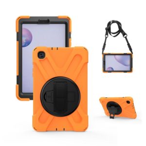 For Samsung Galaxy Tab A 8.4 2020 T307U Shockproof Colorful Silicone + PC Protective Case with Holder & Shoulder Strap & Hand Strap(Orange) (OEM)