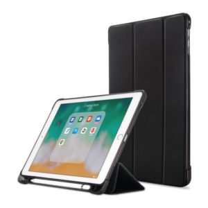 Litchi Texture Flip Leather Case for iPad 9.7(2017) / 9.7(2018)/ Air2 / Air, with Three-folding Holder & Pen Slots(Black) (OEM)