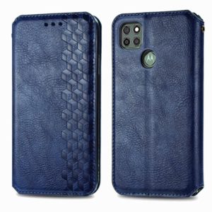 For Motorola G9 power Cubic Grid Pressed Horizontal Flip Magnetic PU Leather Case with Holder & Card Slots & Wallet(Blue) (OEM)